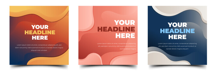 Colorful wavy square banner design template with space for text. Usable for social media post, cover, web, flyer, card