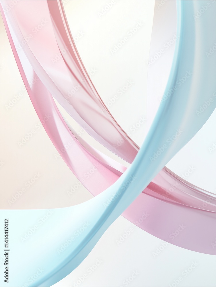 Poster elegant abstract art: delicate ribbons of pastel colors intertwine and float gracefully. their trans