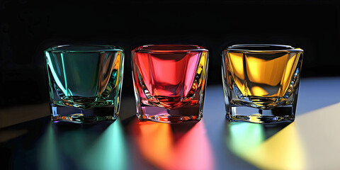 Colorful Glasses with Reflections, ai generated.