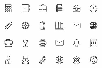 Professional Office Line Icons Pack - Clean Business Symbol SVGs

