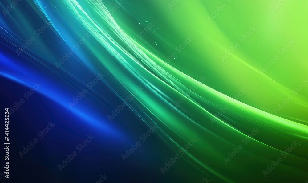 Poster abstract blue and green wave background with smooth flowing lines and gradients