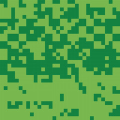 Obraz premium Green Pixelated Camouflage Pattern Texture Background. Abstract digital camouflage design in green tones with pixelated blocks, ideal for backgrounds, military themes, or graphic overlays