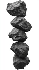 Fototapeta premium Zen Stones Stacked in Serene Balance Against a White Backdrop Symbolizing Harmony and Tranquility in a Minimalist Composition with a Focus on Texture and Form