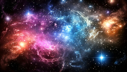 Fototapeta premium Cosmic nebula background vivid colors painterly abstract