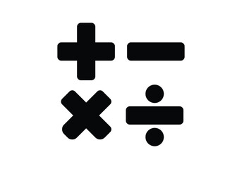 Fototapeta premium Math symbols set. Mathematical plus, minus, equal, multiply and divide signs on element for education, learning, calculation, accounting, financial operations concept. Isolated vector