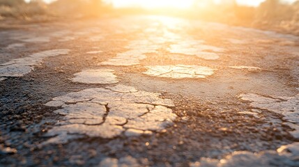 A mesmerizing heat haze rises from a scorching asphalt road, showcasing the intensity of extreme weather and high temperatures.
