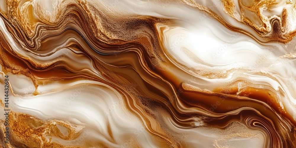 Poster abstract brown and white marble texture with flowing patterns and smooth gradients