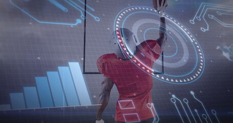 Image of digital interface over american football player