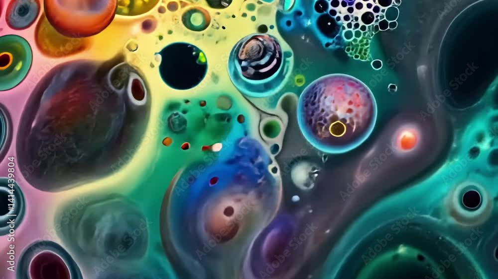 Poster this captivating artwork features a blend of vibrant colors and intricate patterns, resembling bubbl