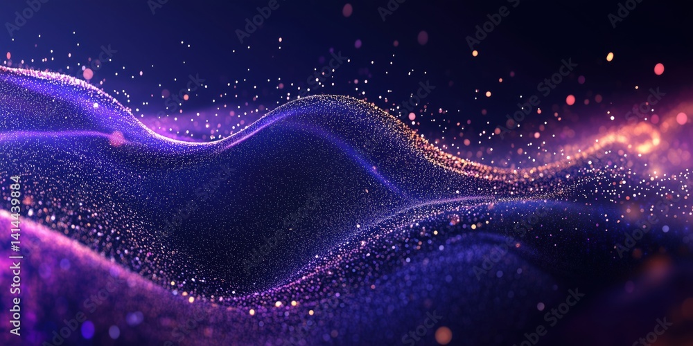 Aufkleber abstract wave of glowing particles in purple and blue tones creating a mesmerizing background