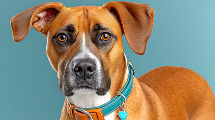 close up of dog with shiny coat and expressive eyes, showcasing its curious and friendly demeanor