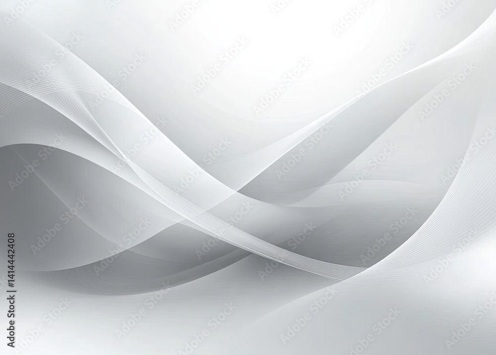 Poster abstract white and grey background with elegant flowing curved lines design