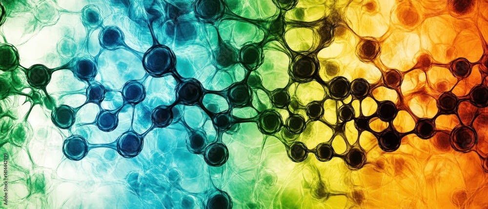 Poster abstract molecular network: a symphony of color and connection
