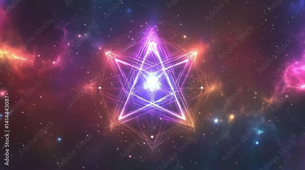Poster cosmic star within colorful nebula in space background