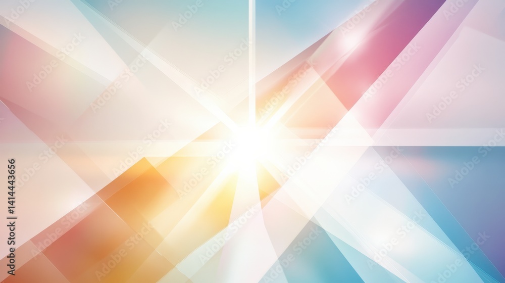 Poster abstract light rays and colorful shapes in soft background