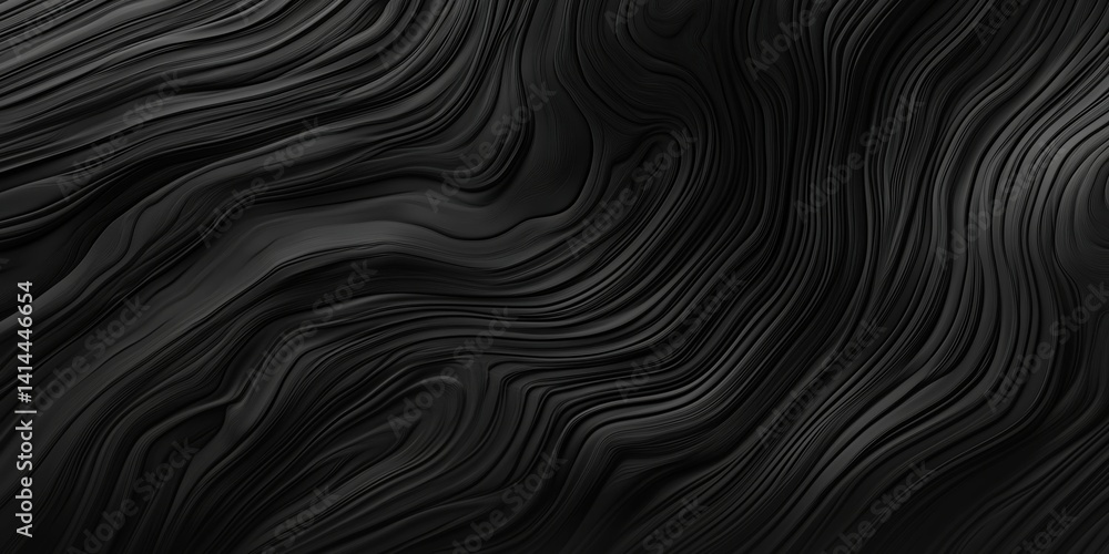 Poster abstract black wave pattern with smooth flowing lines and textures