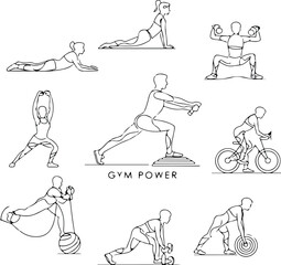 Gym Icon Silhouette Set | Fitness & Workout Vector Icons Fitness Gym Silhouette Icons | Bodybuilding & Training Symbols