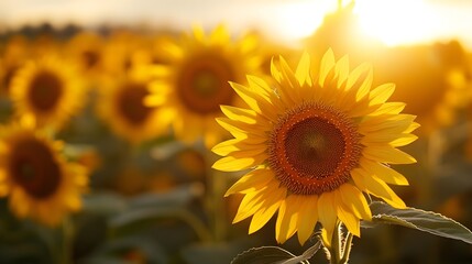 Sunflower fields under the sunshine