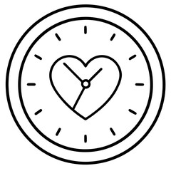 Heart and Clock Fusion Line Art Design
