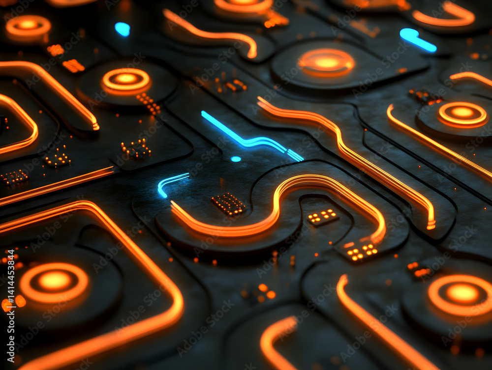 Poster abstract glowing circuit pattern