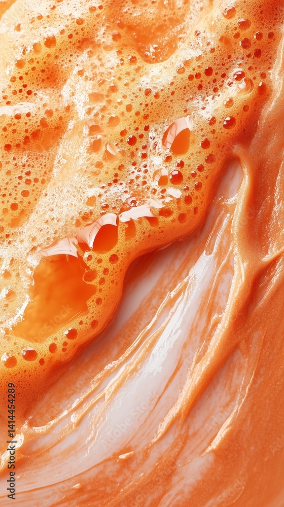 Poster abstract orange and white fluid pattern with bubbles.