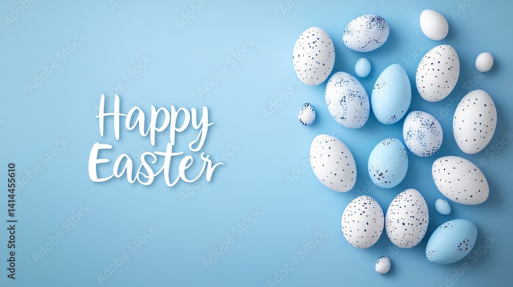 Poster minimalist artistic design featuring happy easter in cursive handwriting with tulip-shaped eggs made