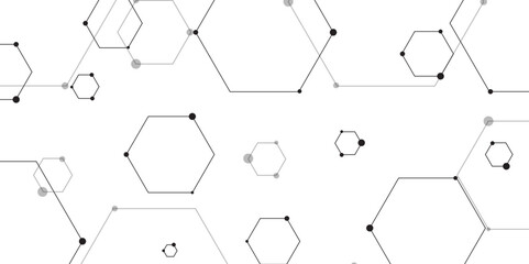 Hexagonal Molecular structure abstract tech network pattern. abstract geometric hexagon with connecting dots and lines. connecting Medical science, technology concept background Vector illustration.	