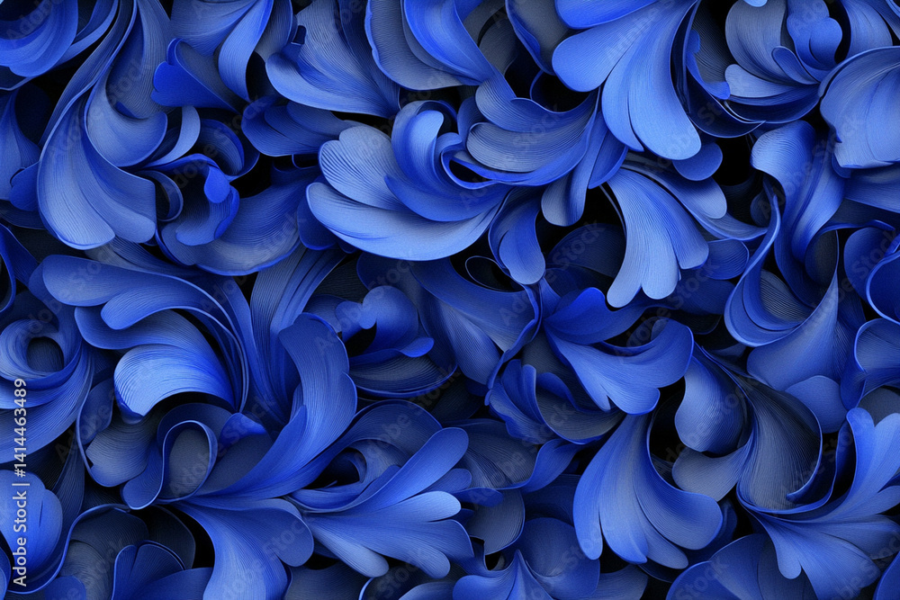 Poster swirling patterns of deep blue create a mesmerizing texture reminiscent of water ripples