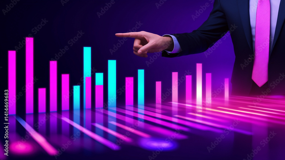 Poster analyzing data trends business analytics digital environment professional viewpoint