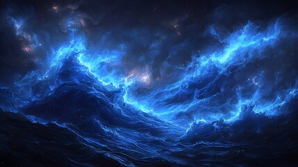 Cosmic blue nebula waves