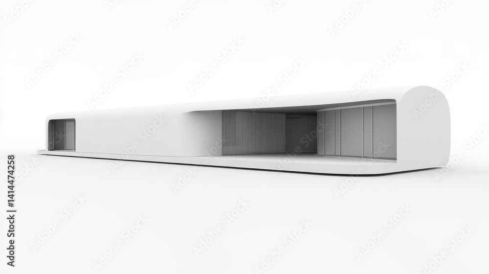 Poster minimalist architectural model showcasing modern design and clean lines on a white backdrop highligh