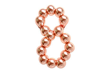 Obraz premium Elegant rose gold balloon numbers forming the shape of an eight against a clean white backdrop