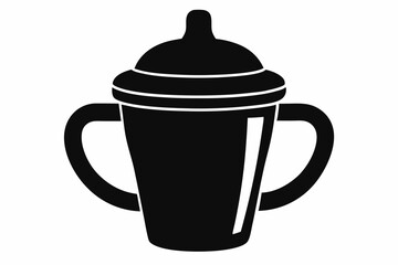 sippy cup silhouette vector illustration black and