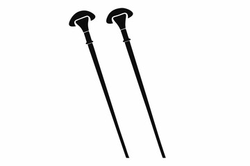 ski poles silhouette vector illustration black and