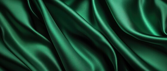 Obraz premium Emerald Green Silk Drapery: Luxurious Texture and Deep Color