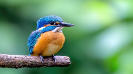 Obraz premium Vibrant blue kingfisher bird perched on branch nature wildlife photography