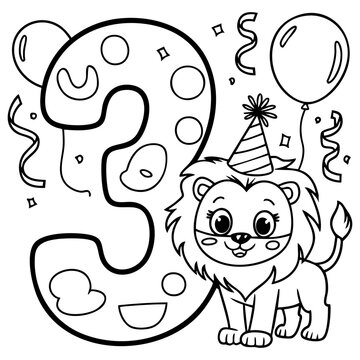 Adorable coloring page for kids. nomber 3