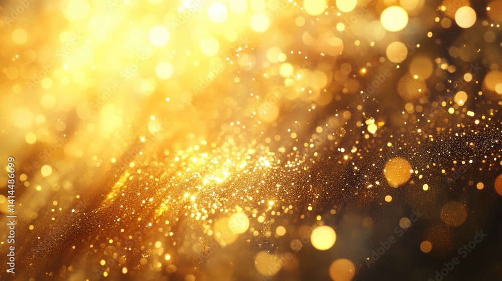 Aufkleber Abstract golden bokeh background with sparkling lights and glitter.