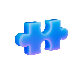 Fototapeta premium A glowing blue puzzle piece with smooth edges and a futuristic design. 3D illustration