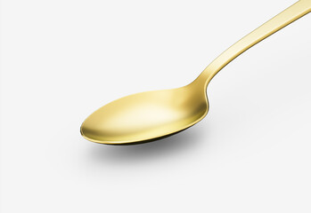 A close-up of a golden spoon with a smooth, polished surface, perfect for dining. 3d illustration