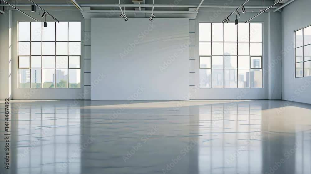 Poster sunlight streams through expansive windows in an empty room, highlighting the clean lines and polish