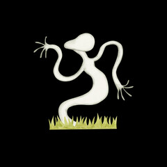 くねくね　都市伝説 怪異 怪談 日本　水彩 イラスト