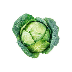 Obraz premium Fresh Green Cabbage, Whole Head Isolated on Transparent Background
