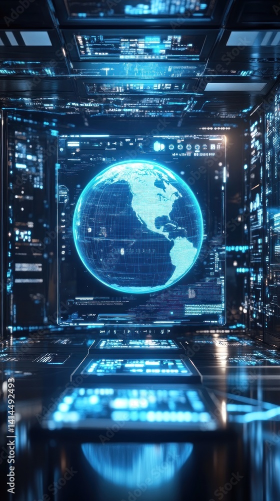 Poster global network visualization: a futuristic digital earth display