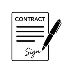 vector illustration of contract paper and a pen 