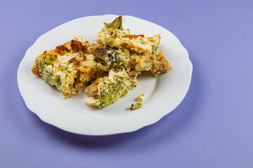 Casserole with chicken fillet, broccoli, and garlic for a hearty meal