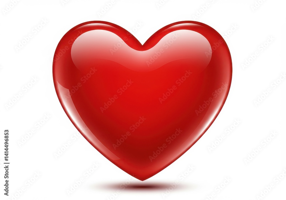 Aufkleber a shiny red heart shape with a white background and a small shadow underneath the heart shape object