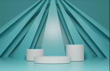 Podium stand white with blue color backgrounds for display product.
