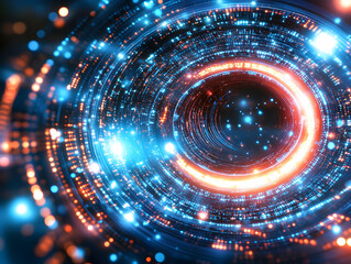 Obraz premium Abstract Digital Shield Design With Glowing Rings