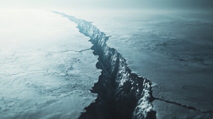 A large crack in the ice is shown in the sky